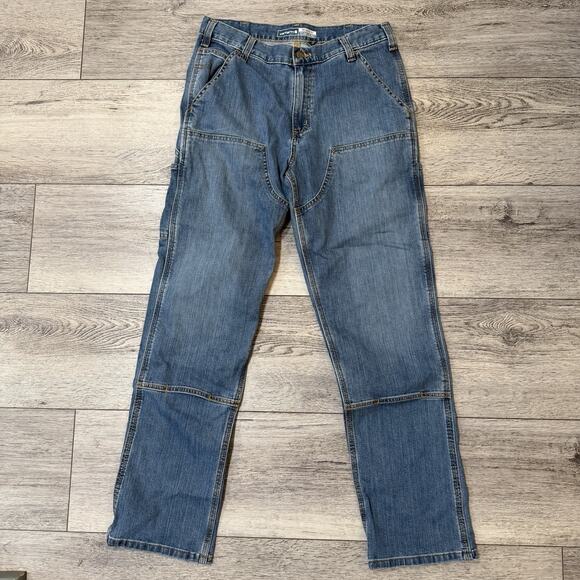 Carhartt Other - Carthartt Mens 33x32 Jeans Blue Double Knee Loose Relaxed Fit Carpenter utility